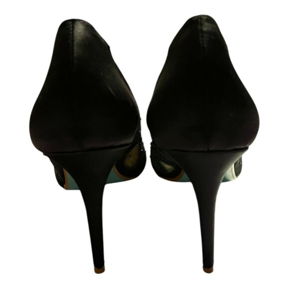 Betsey Johnson Black Rhinestone Mesh Pointy Toe Pumps - Picture 10 of 13